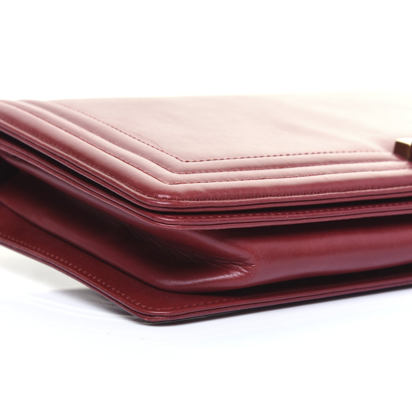 Glazed Calfskin Boy Flap Clutch Red