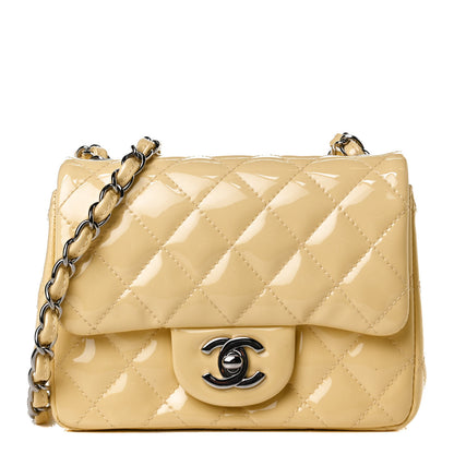 Chanel Patent Quilted Mini Square Flap Yellow 1 of 15