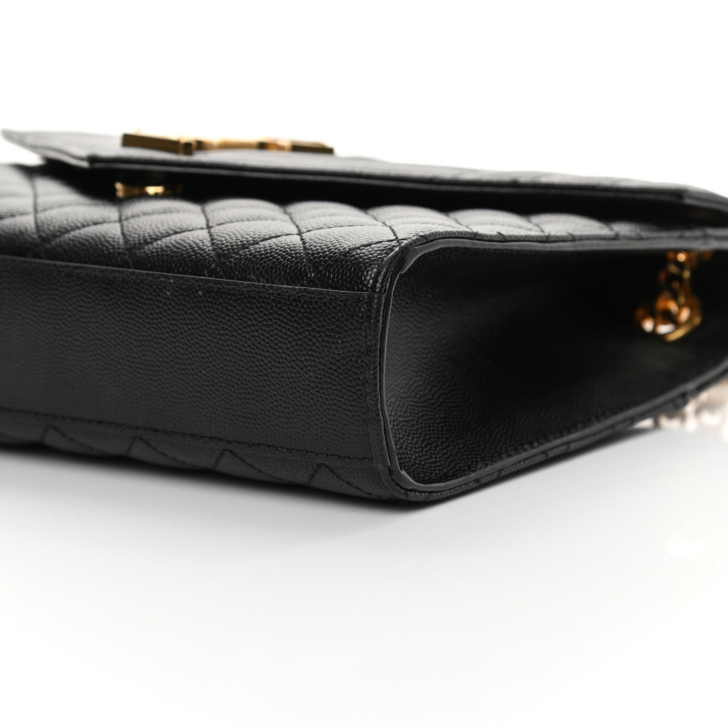 Saint Laurent Grain De Poudre Textured Mixed Matelasse Triquilt Medium Monogram Satchel Black 10 of 12