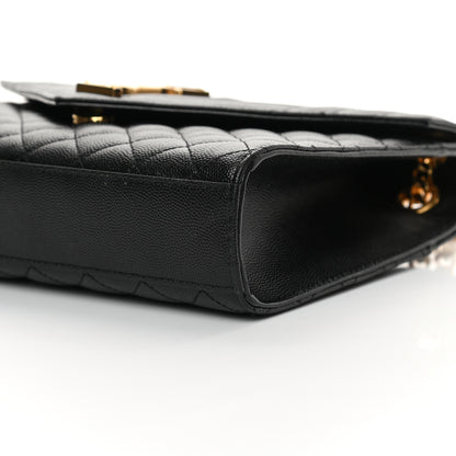Saint Laurent Grain De Poudre Textured Mixed Matelasse Triquilt Medium Monogram Satchel Black 10 of 12