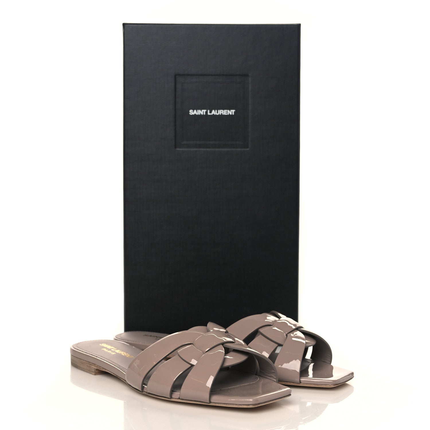 Saint Laurent Patent Tribute 05 Slide Sandals 36.5 Rosa Antico 9 of 9