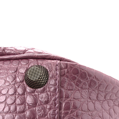 Balenciaga Metallic Extra Supple Calfskin Crystal Crocodile Embossed Small Le Cagole Shoulder Bag Pink 15 of 16