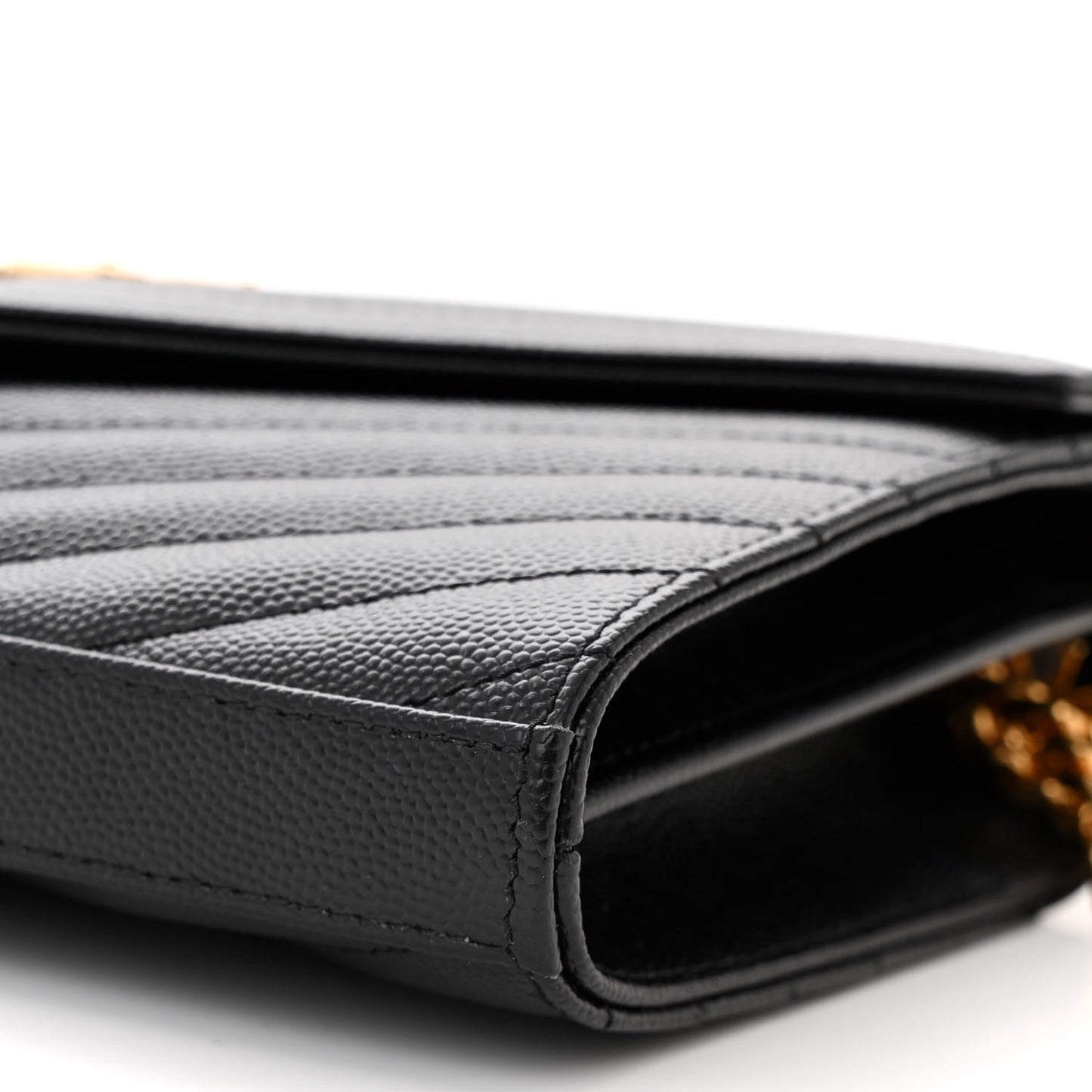 Grain De Poudre Matelasse Chevron Monogram Chain Wallet Black