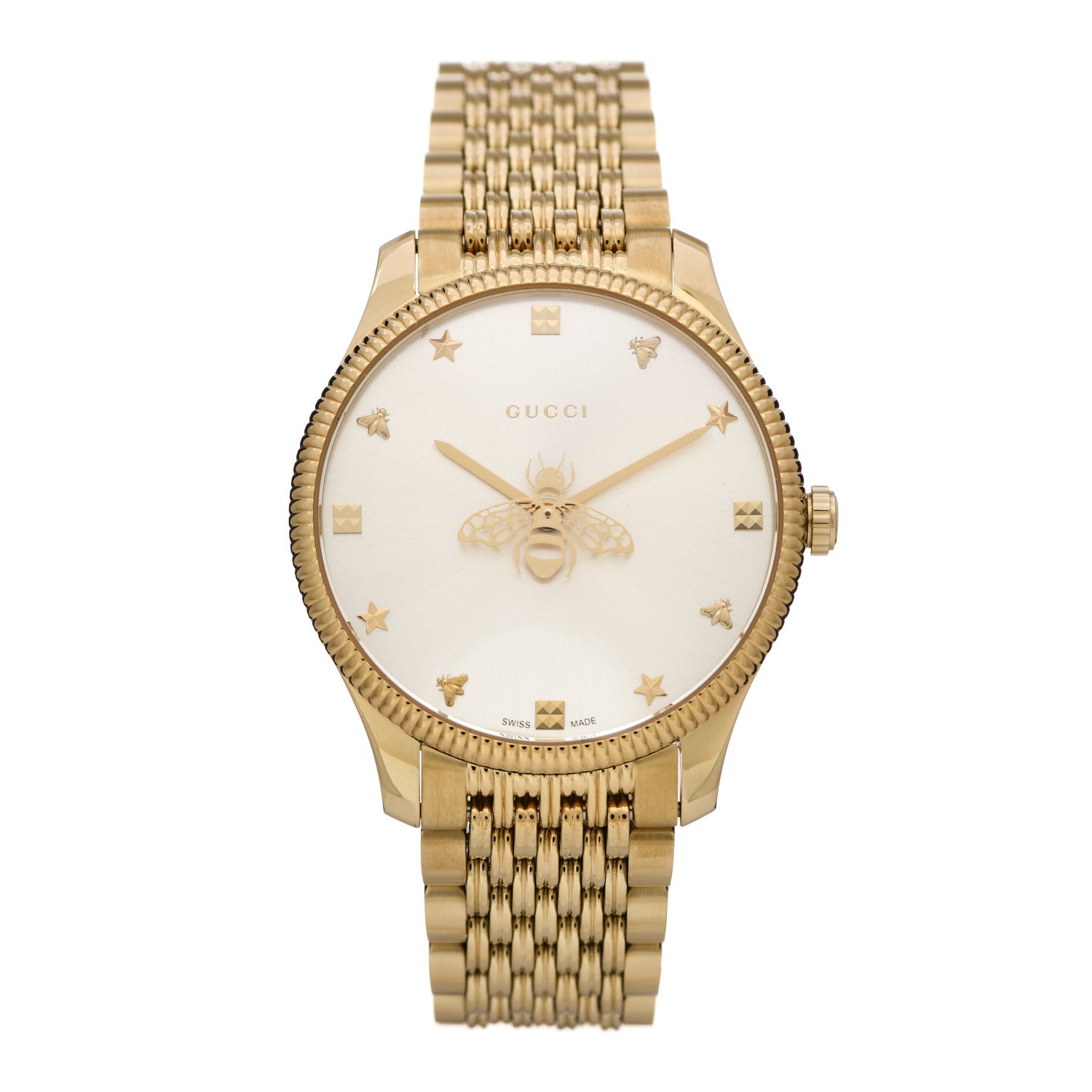Gucci Stainless Steel 36mm G-Timeless Bee Quartz Watch Gold 1 of 4