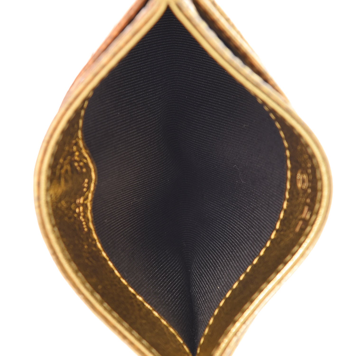 Chanel Metallic Calfskin Crocodile Embossed Cocodile Card Holder Gold 5 of 10