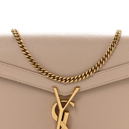 Saint Laurent Grain De Poudre Monogram Cassandra Chain Wallet  Dark Beige 7 of 12