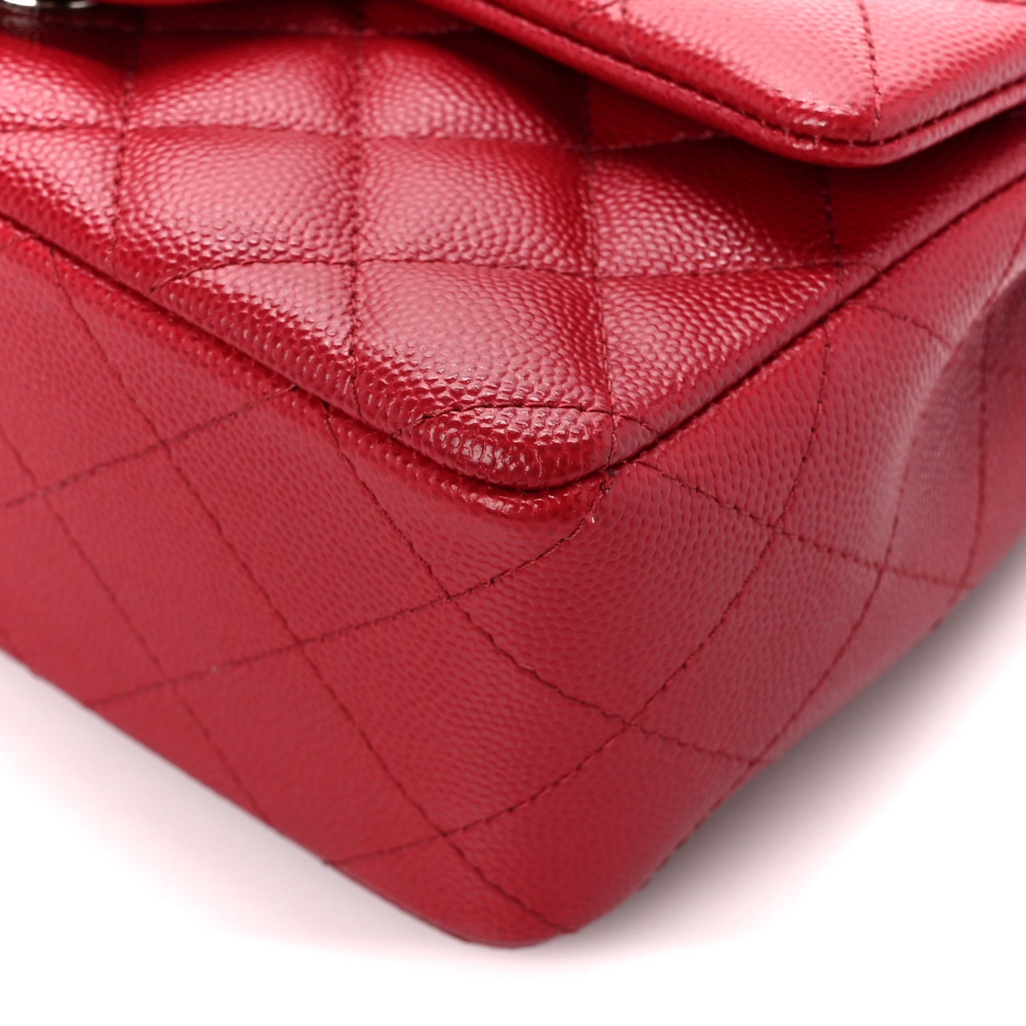 Caviar Quilted Mini Rectangular Flap Red