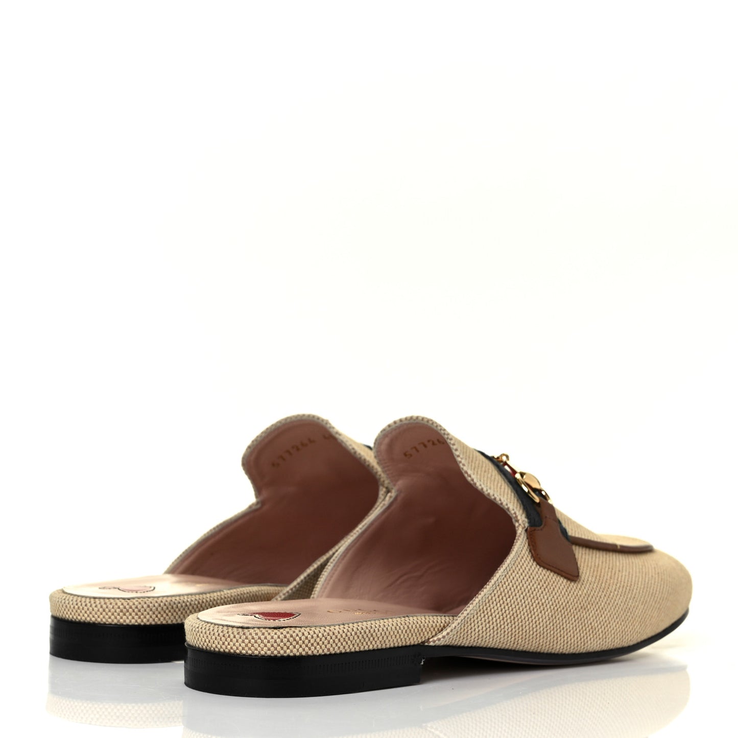 Canvas Vintage Charlotte Web Princetown Slippers 40 Sand Cuir