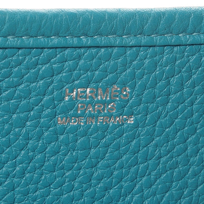 Hermes Taurillon Clemence Evelyne III GM Turquoise 6 of 6