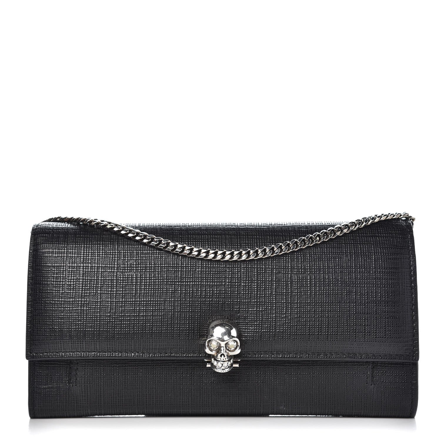 Alexander McQueen Calfskin Skull Wallet on Chain Black 1 of 8