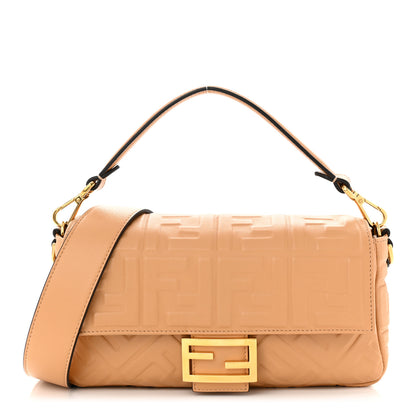 Fendi Nappa FF 1974 Embossed Baguette Miele Scuro 1 of 11