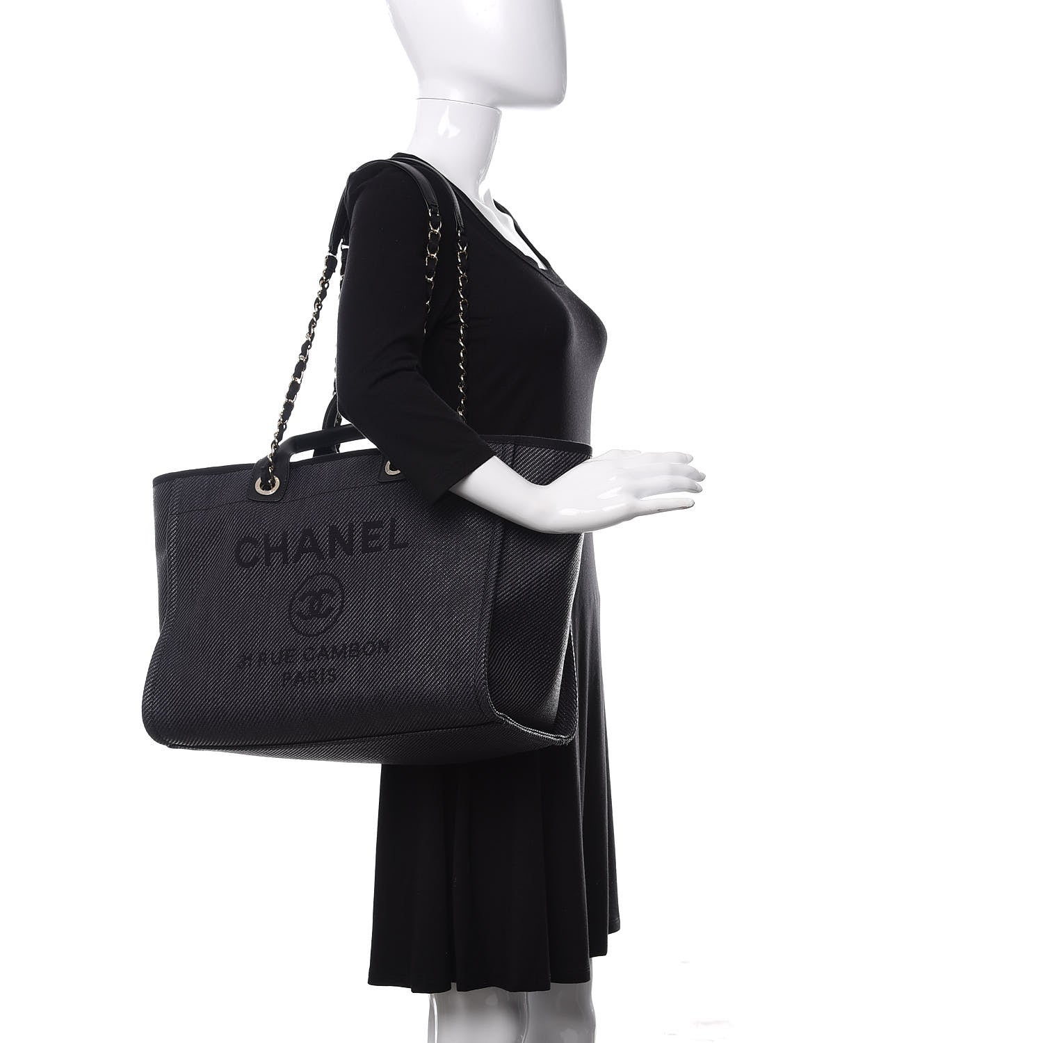 Chanel Mixed Fibers Calfskin Medium Deauville Tote Blue 2 of 10