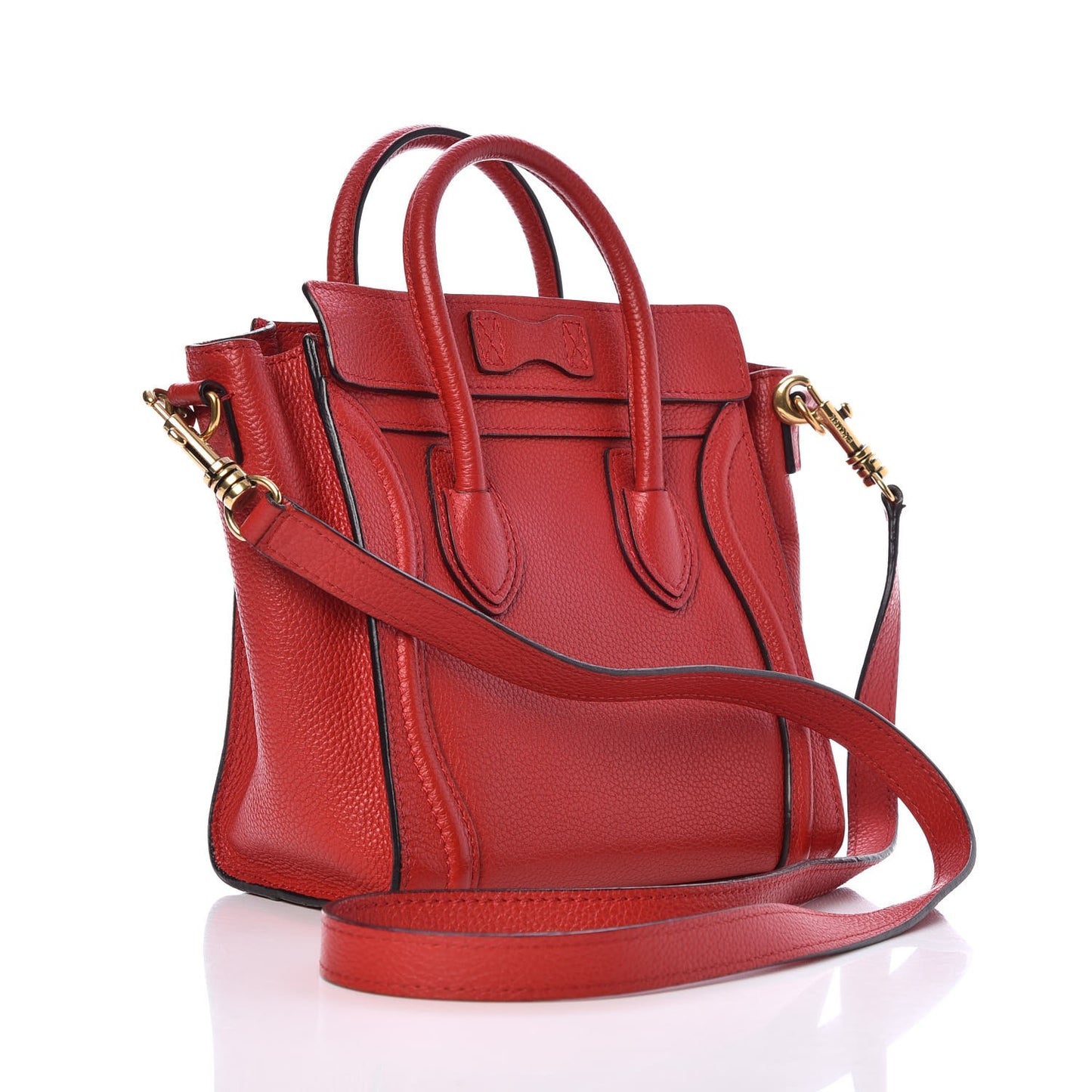 Baby Grained Calfskin Nano Luggage Coquelicot
