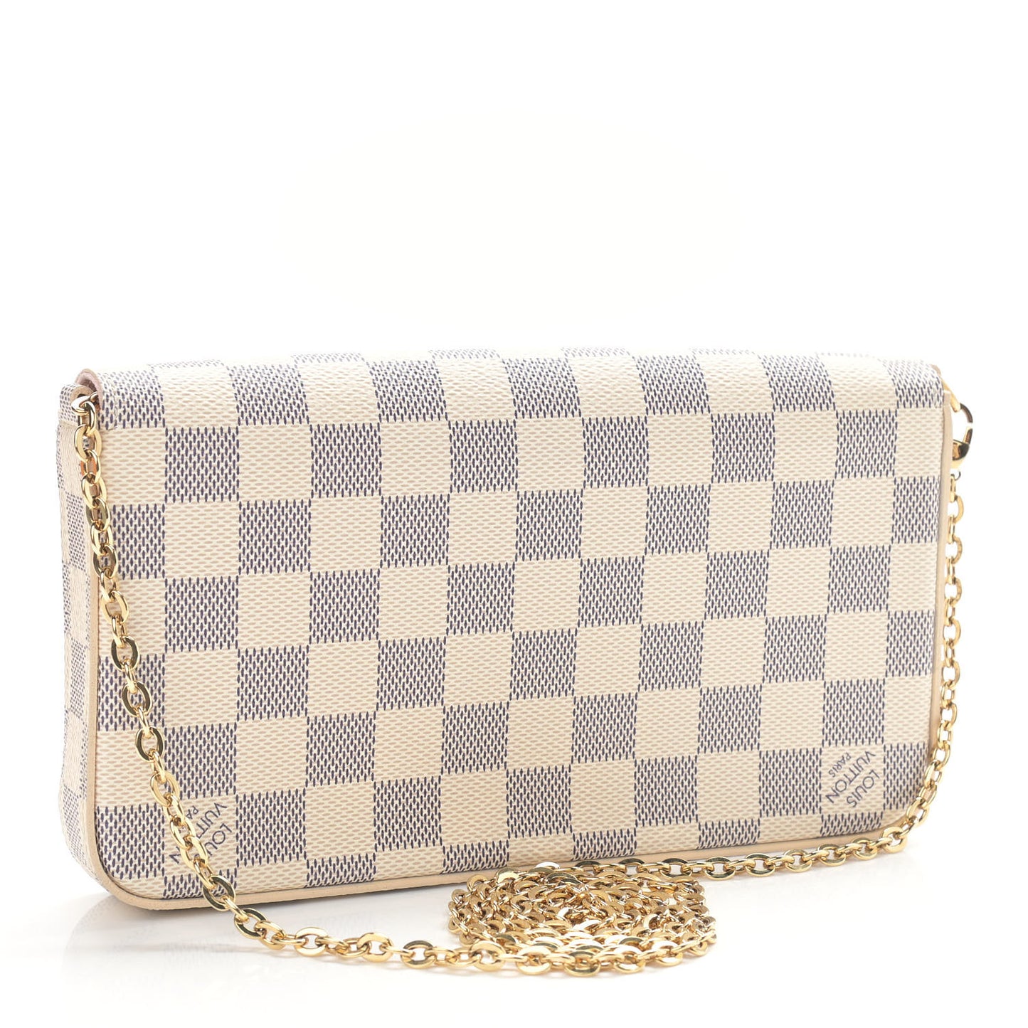 Damier Azur Pochette Felicie Chain Wallet Rose Ballerine