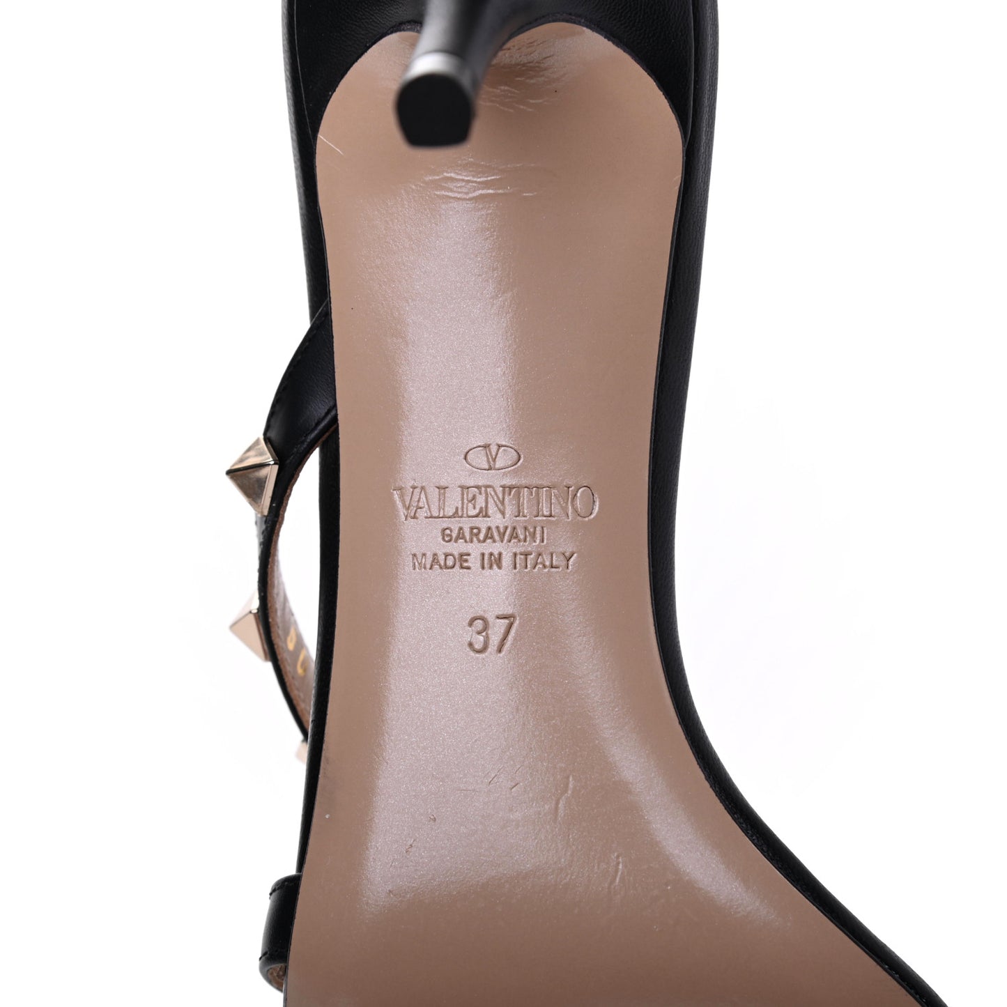 Calfskin Rockstud 60mm Slide Sandals 37 Black