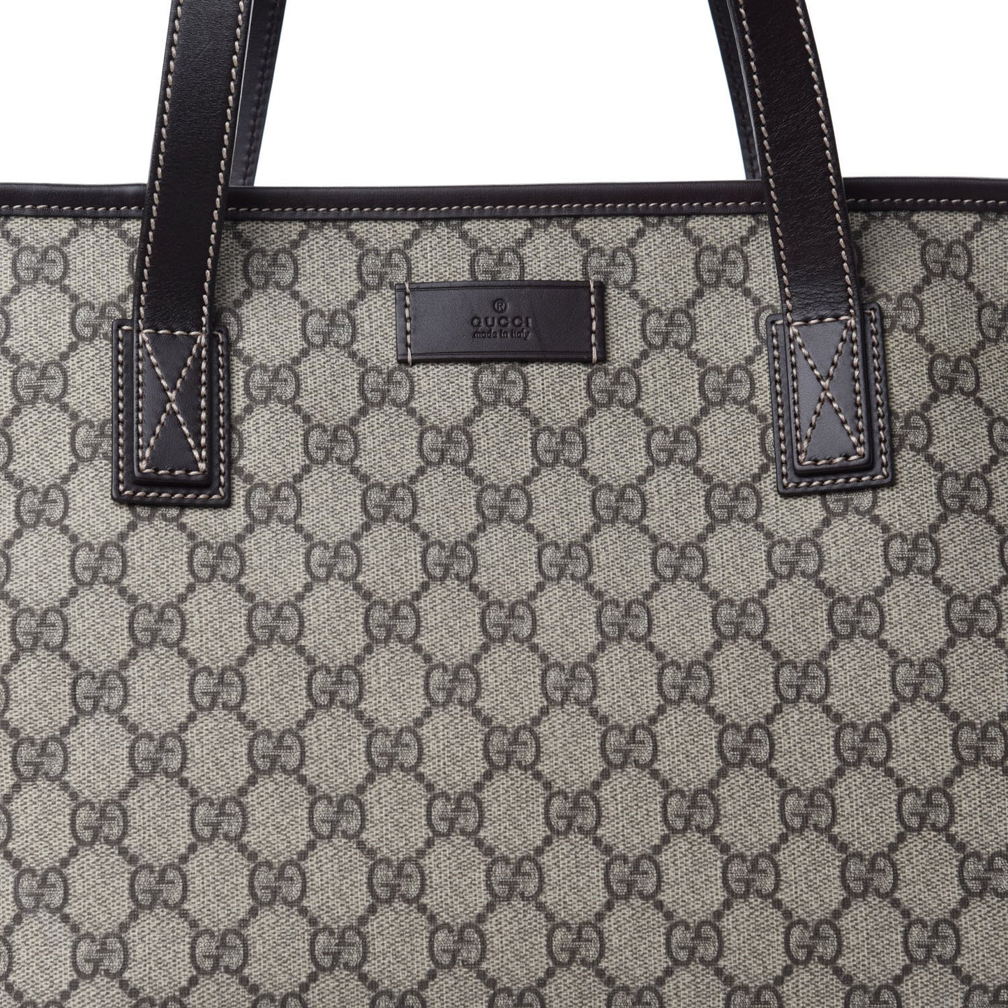 GG Supreme Monogram Medium Zippered Shopping Tote Dark Brown