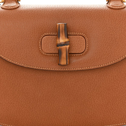 Gucci Grain Calfskin Classic Bamboo Top Handle Bag Brown 8 of 14