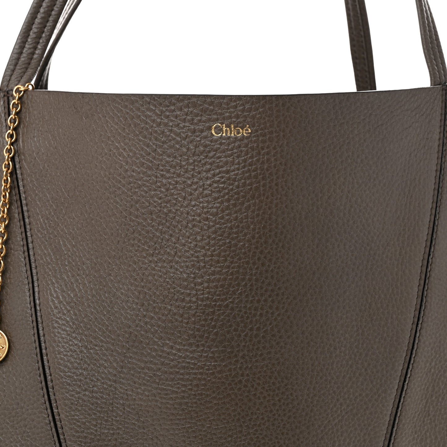 Grained Calfskin Large Spin Tote Flannel Grey