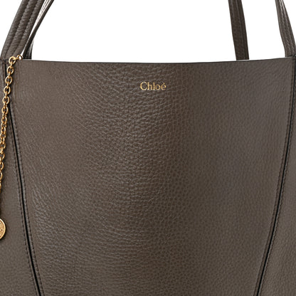 Chloe Grained Calfskin Large Spin Tote Flannel Grey 8 of 10