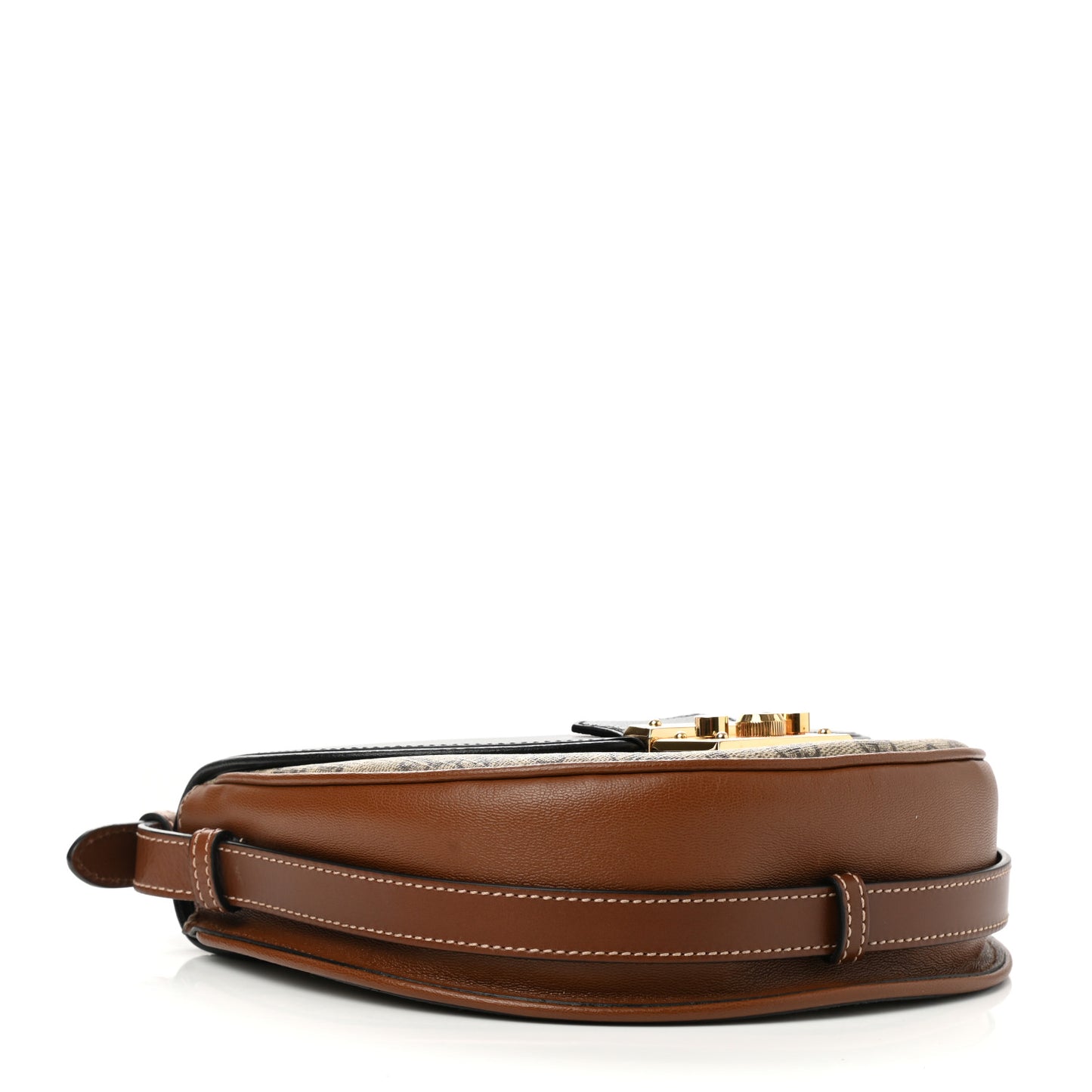 GG Supreme Monogram Calfskin Small Padlock Messenger Shoulder Bag Beige Black Cuir