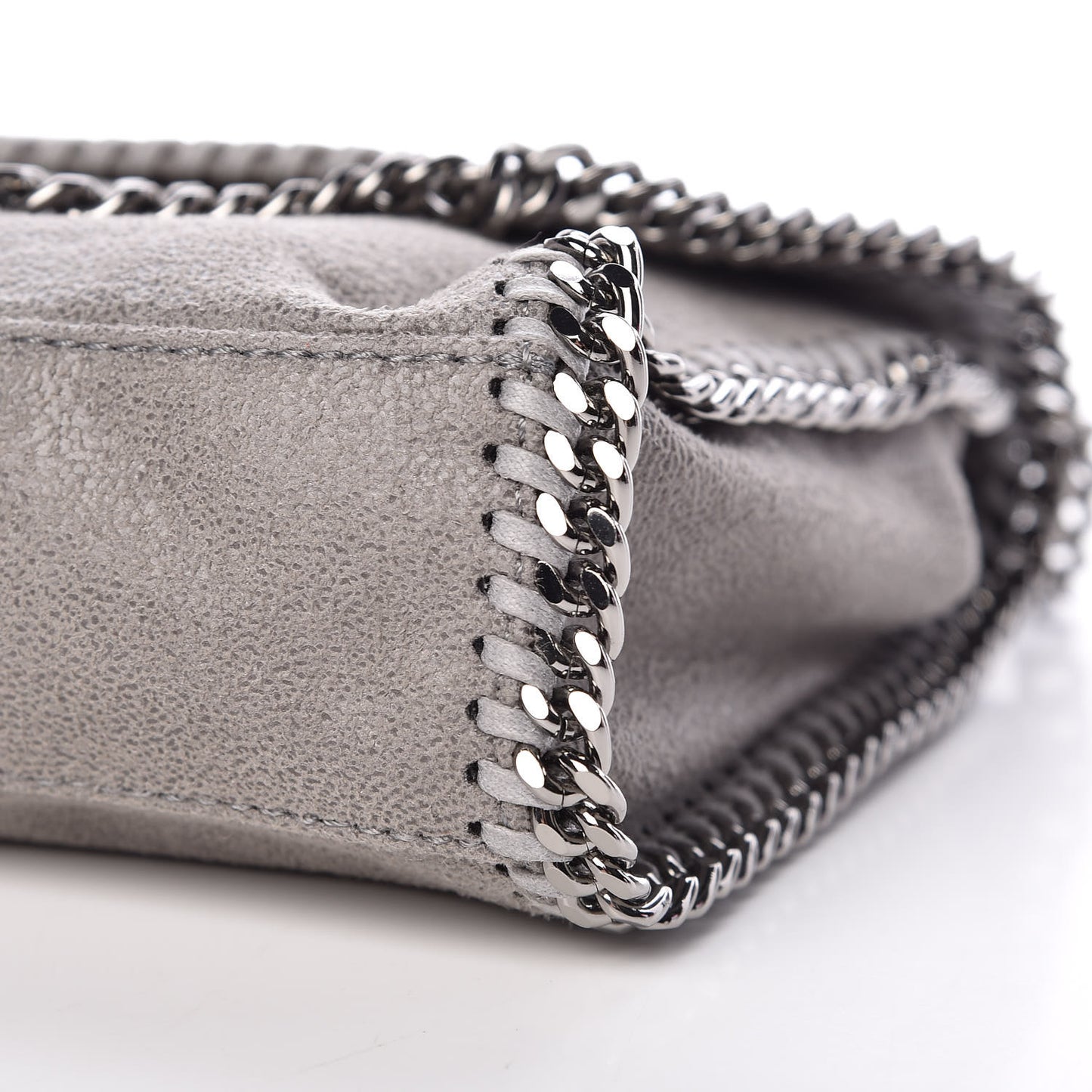 Shaggy Deer Mini Falabella Fold Over Tote Light Grey
