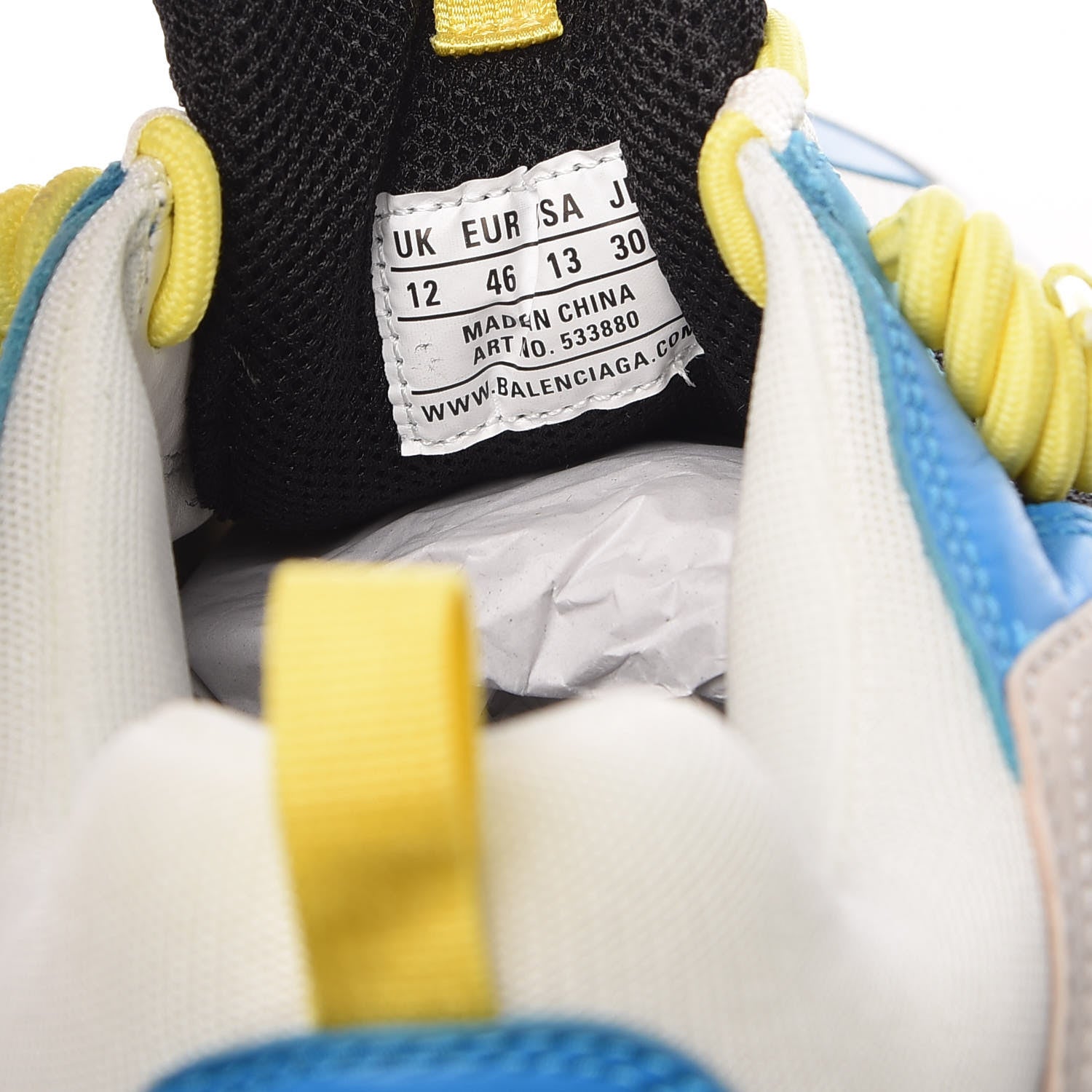 Balenciaga Fabric Mesh Nappa Mens Triple S Sneakers 46 Bleu White Vert Jaune 8 of 9
