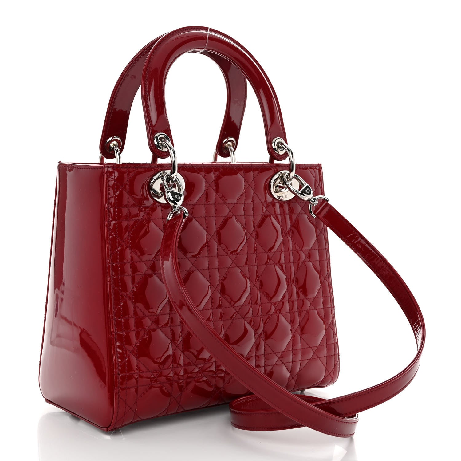 Christian Dior Patent Cannage Medium Lady Dior Burgundy Red 3 of 9