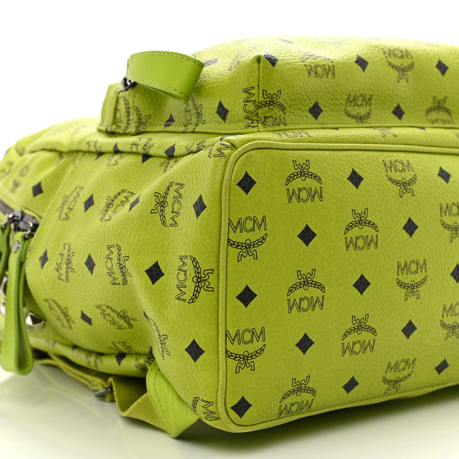 MCM Visetos Crown Stud Medium Stark Backpack Green 11 of 12