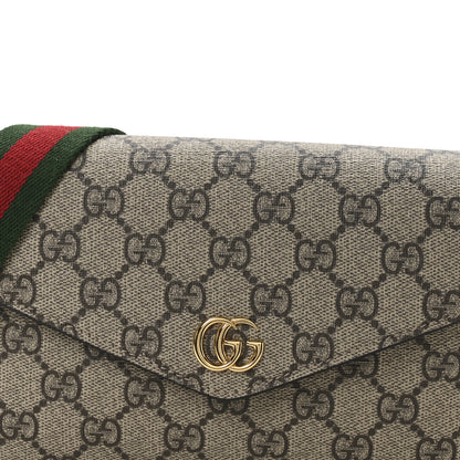 Gucci GG Supreme Monogram Textured Dollar Calfskin Web Mini Ophidia Envelope Shoulder Bag Beige Ebony New Acero 8 of 11