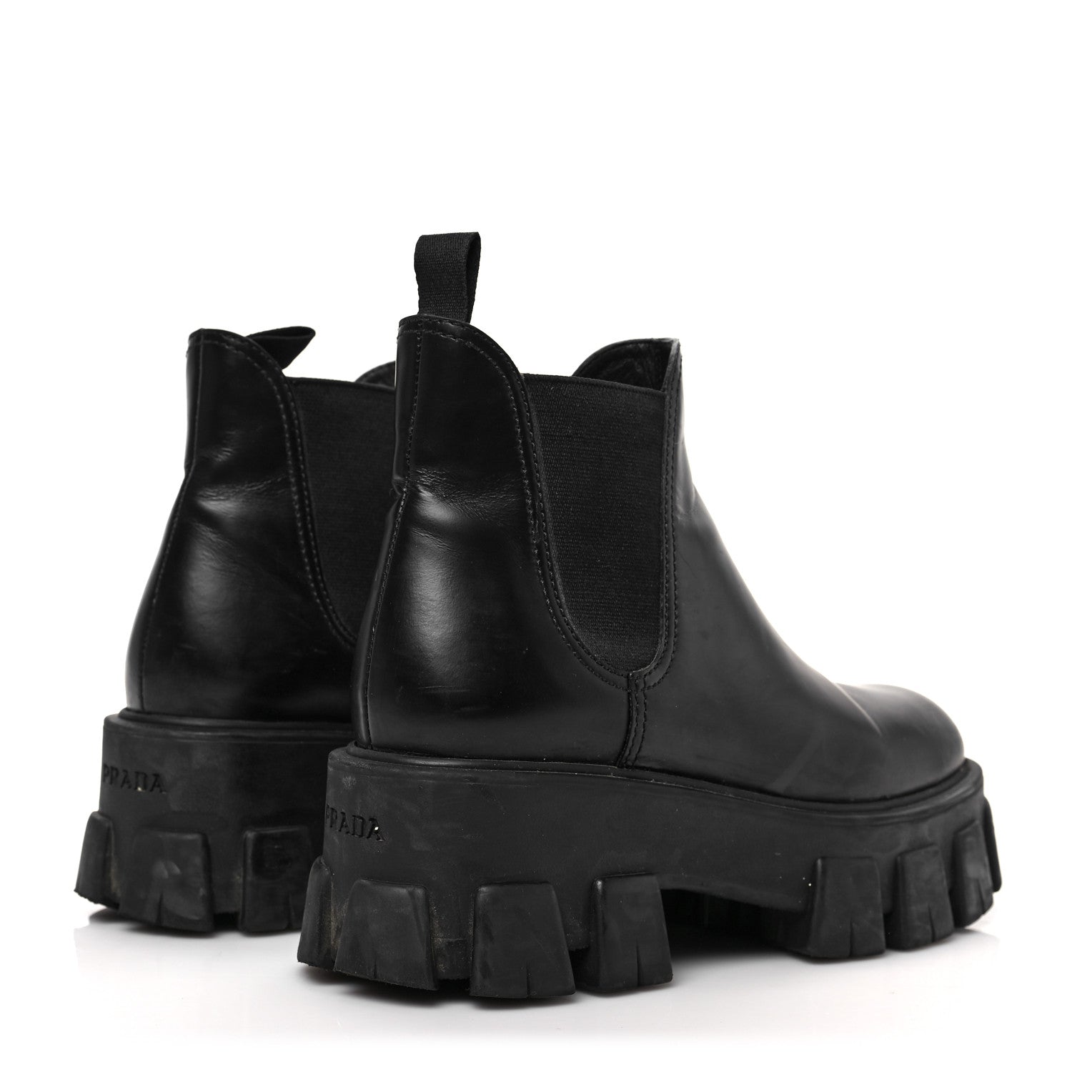 Prada Spazzolato Rois Monolith Chelsea 55mm Ankle Boots 36 Black 4 of 8