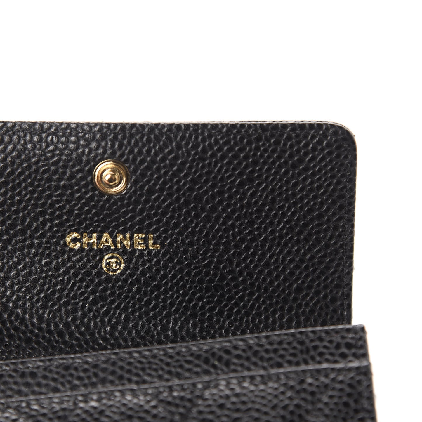 Caviar Quilted Flap Card Holder Black
