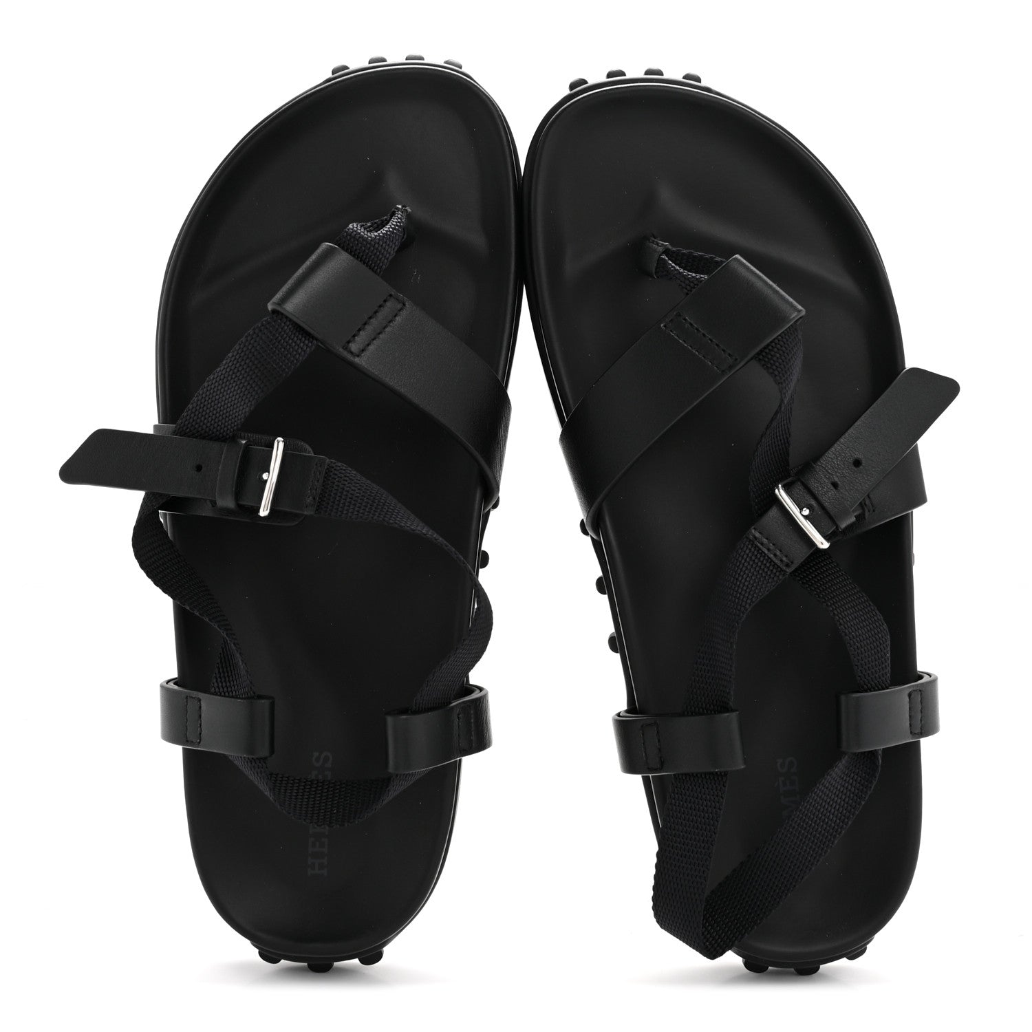 エルメス　38 Hermes Calfskin Womens Inboard Sandals 38 Black 1819622 – FASHIONPHILE
