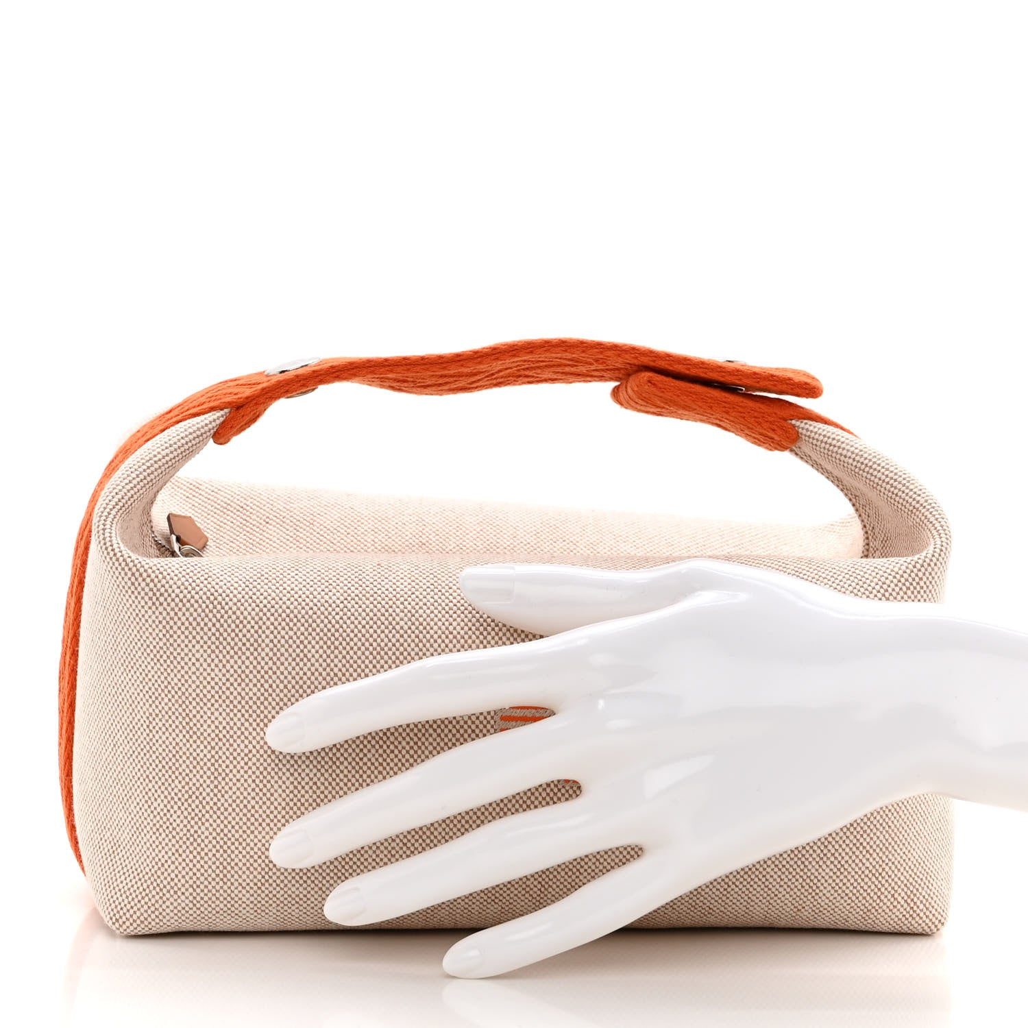 Hermes Canvas Small Bride-A-Brac Pouch Natural Orange 2 of 10