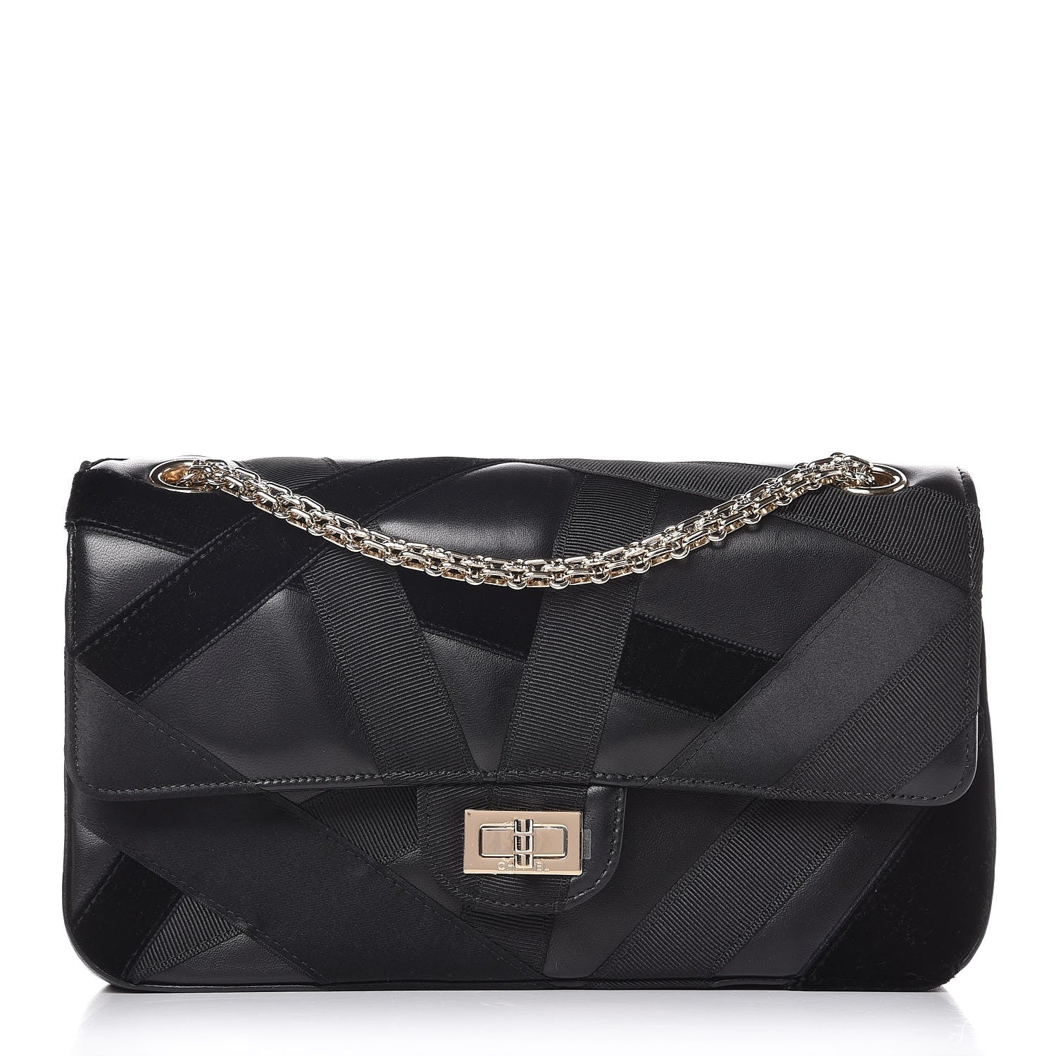 Chanel Lambskin Velvet Grosgrain Quilted 2.55 Reissue 225 Flap Black 1 of 9