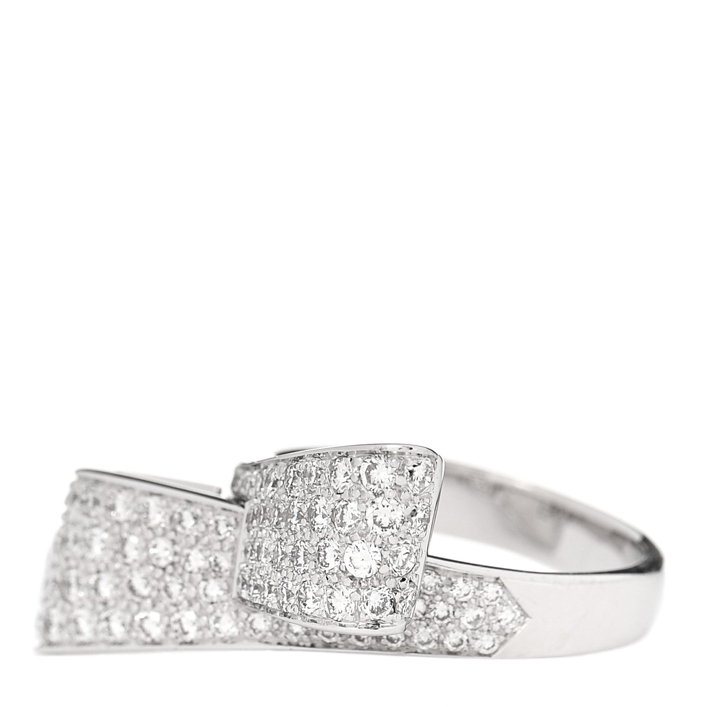18K White Gold Diamond 1.26ctw Bow Ring 53 6.25