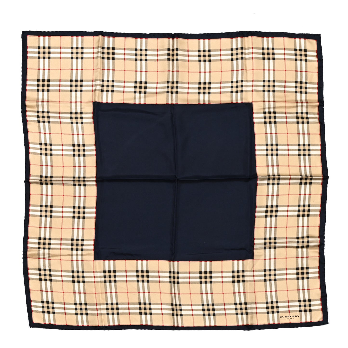 Silk Check Square Scarf Beige Black