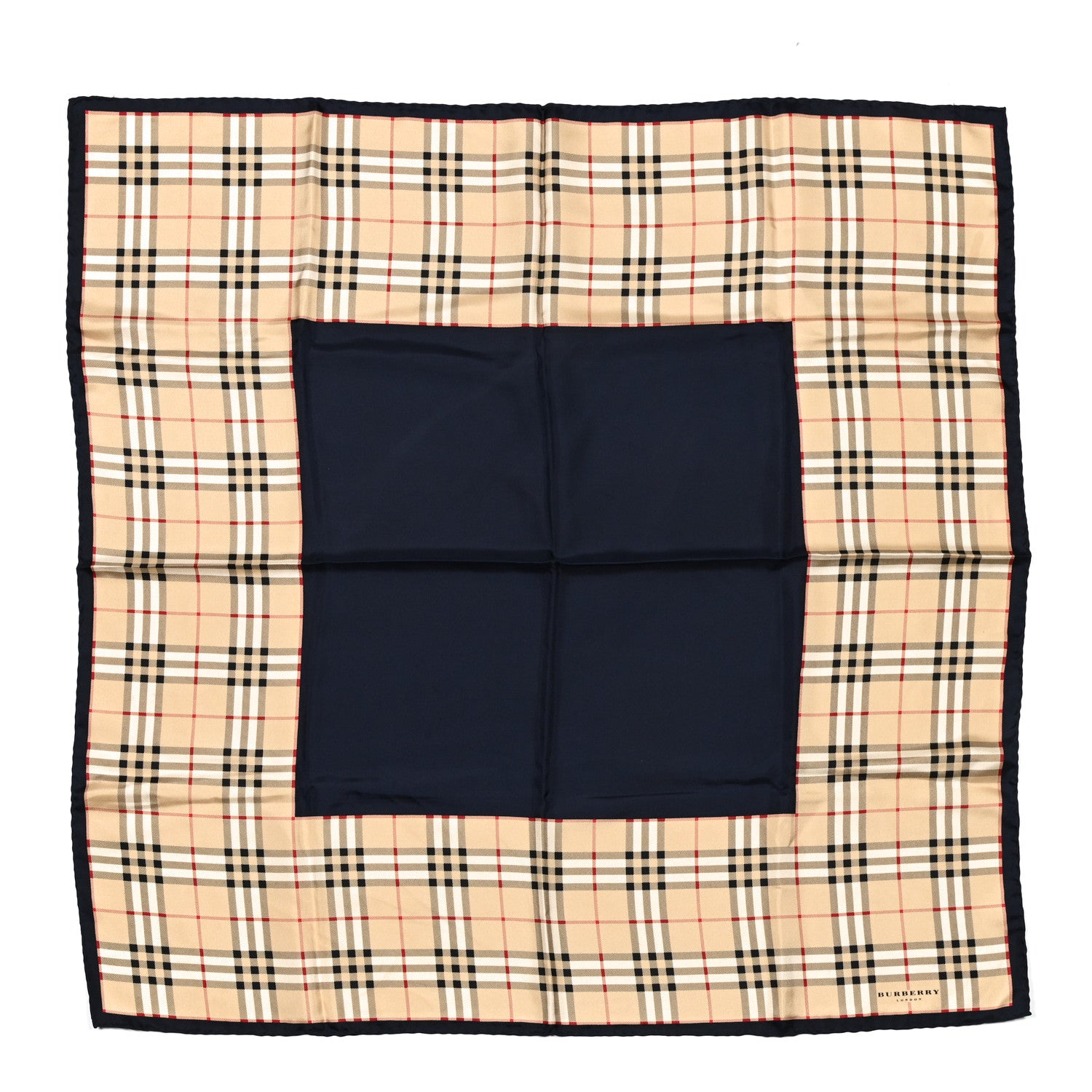 Burberry Silk Check Square Scarf Beige Black 1 of 4