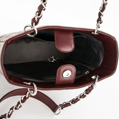Chanel Caviar Quilted Petit Shopping Tote PST Burgundy 4 of 7