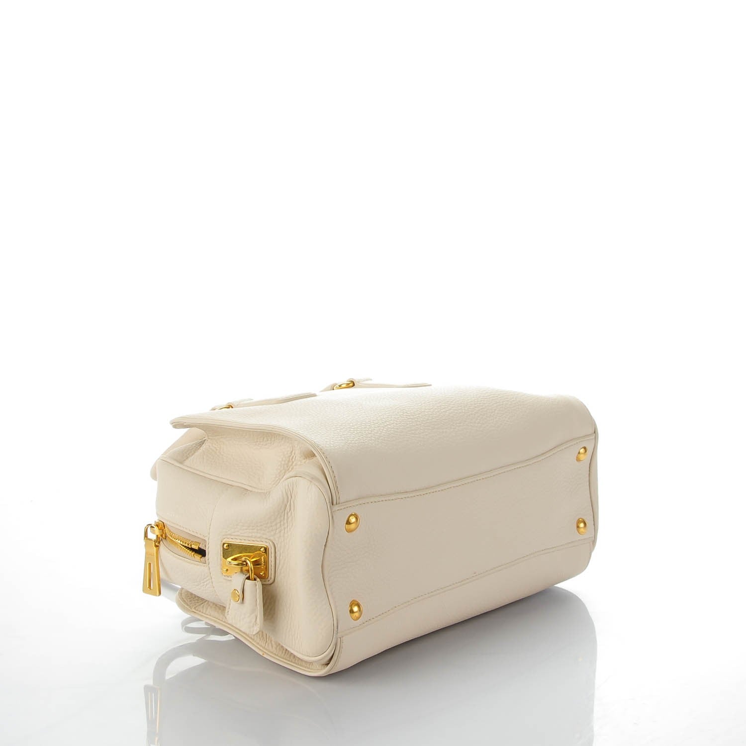 Prada Vitello Daino Bowler Tote Talco 6 of 10