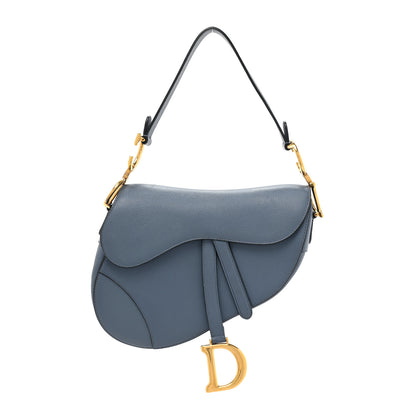 Christian Dior Grained Calfskin Saddle Bag Denim Blue 1 of 13