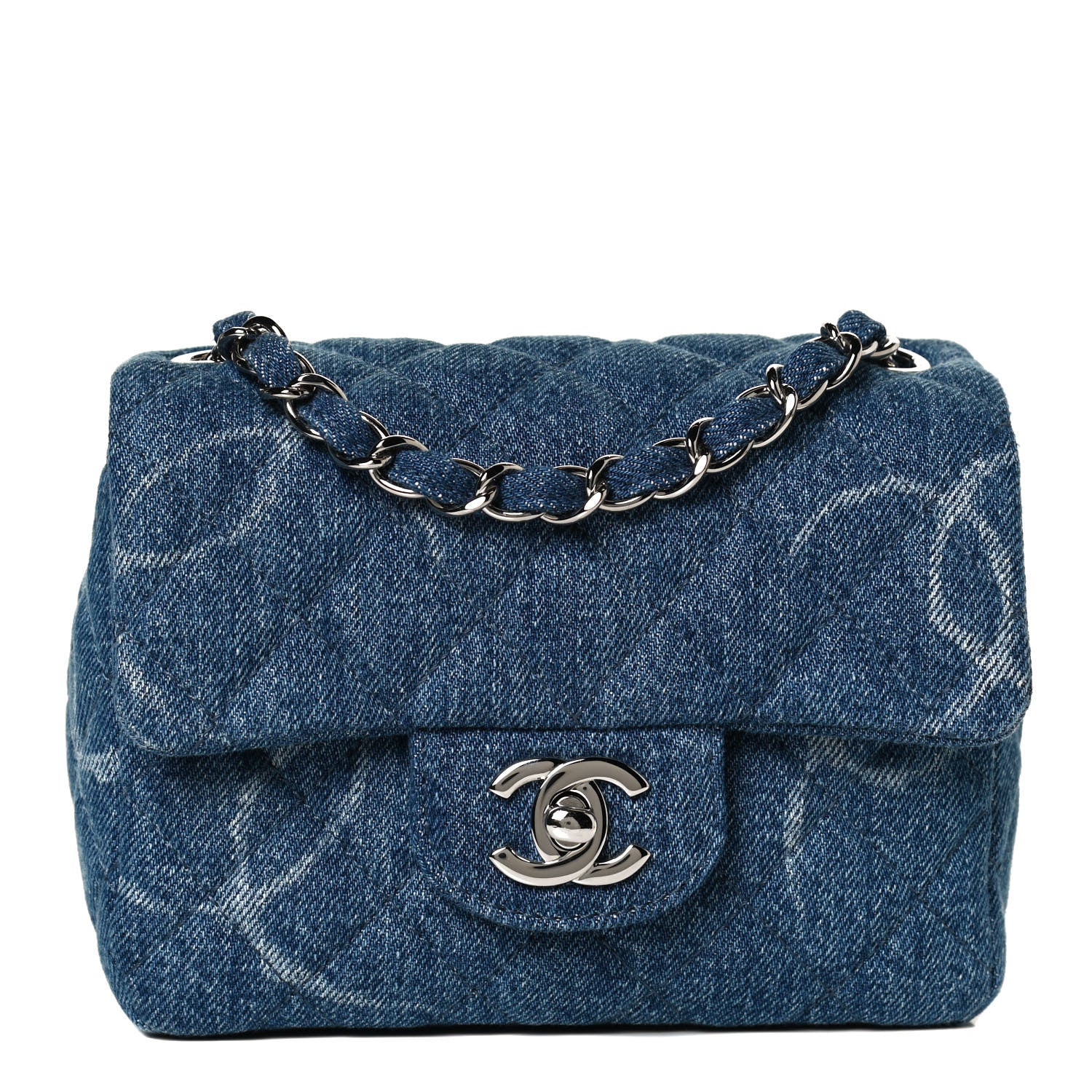 Chanel Denim CC Quilted Mini Square Flap Blue 1 of 13