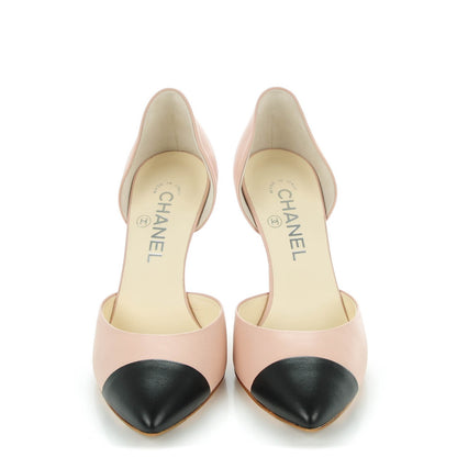 Chanel Lambskin Cap Toe CC Pumps 38 Black Pink 2 of 7