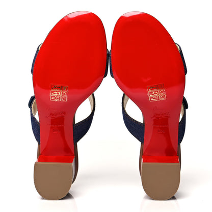 Christian Louboutin Denim Calfskin Sandenim Double Strap Sandal 36.5 Blue 5 of 7