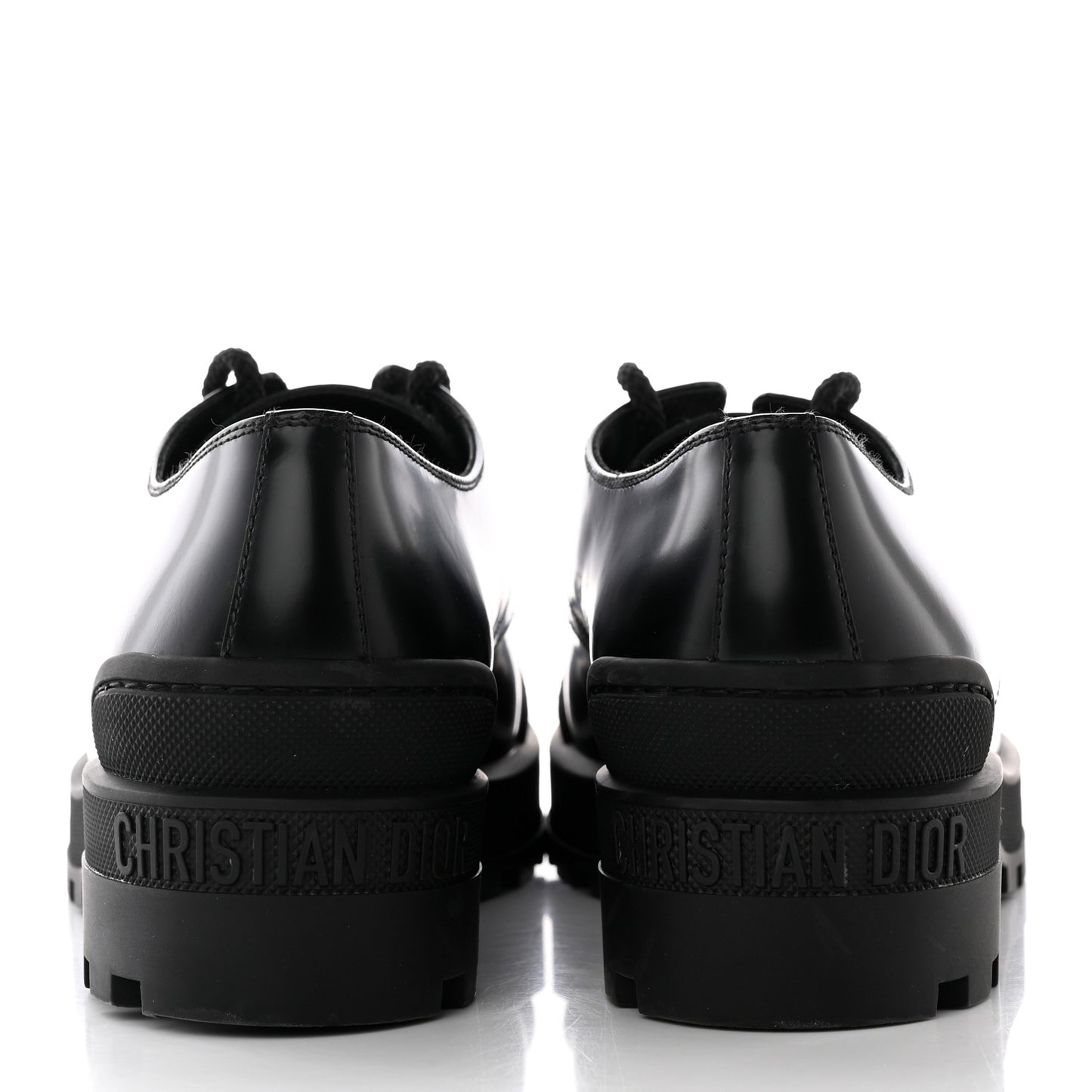 Brushed Calfskin Rubber Dioriron Derby Flat Shoes 41 Black