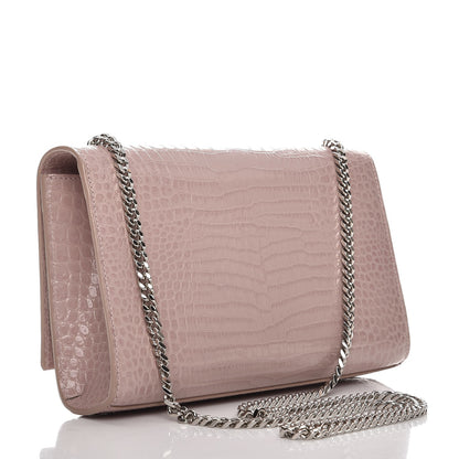 Saint Laurent Calfskin Crocodile Embossed Medium Classic Monogram Kate Tassel Satchel Powder Pink 3 of 7