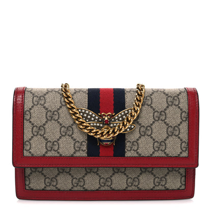 Gucci GG Supreme Monogram Web Queen Margaret Chain Wallet Red 1 of 9