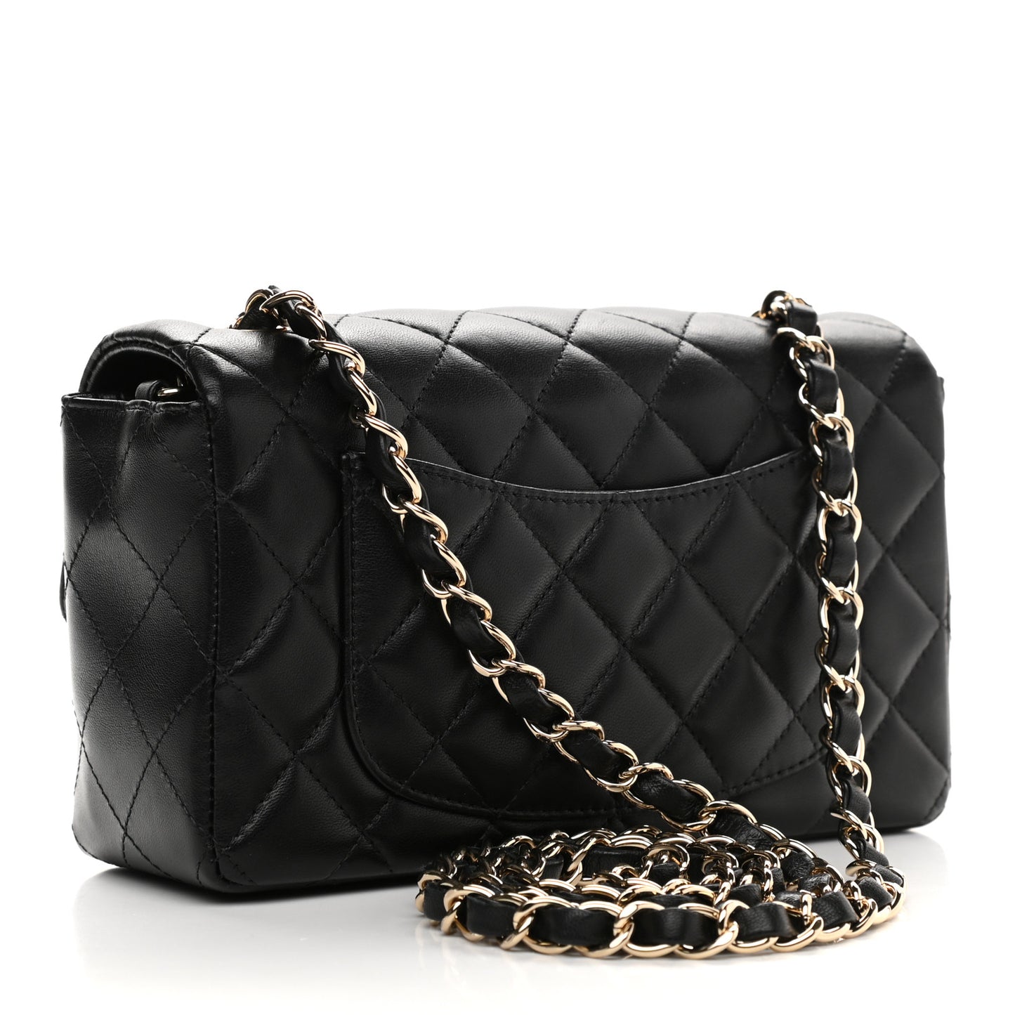 Lambskin Quilted Mini Rectangular Flap Black