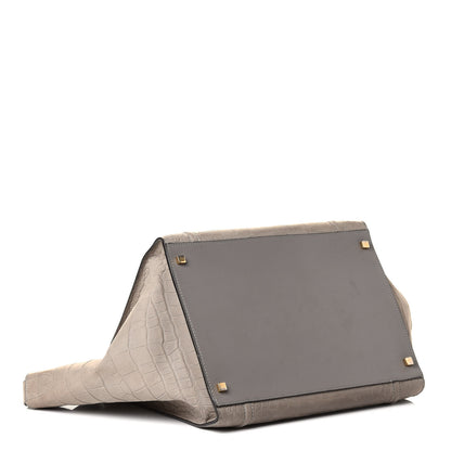 Celine Nubuck Crocodile Embossed Large Phantom Luggage Grey 5 of 8