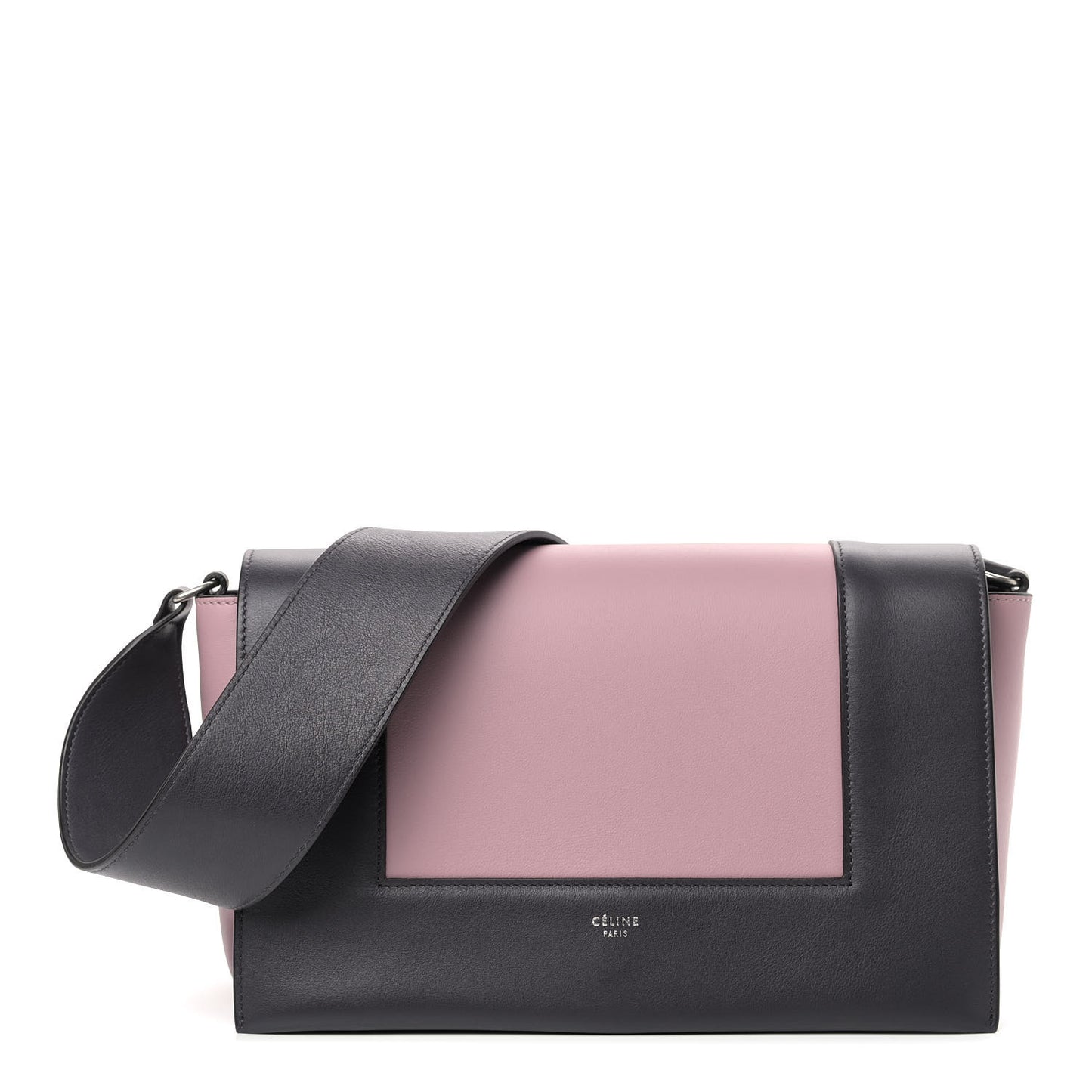 Shiny Smooth Calfskin Medium Frame Shoulder Bag Liquorice Antique Rose