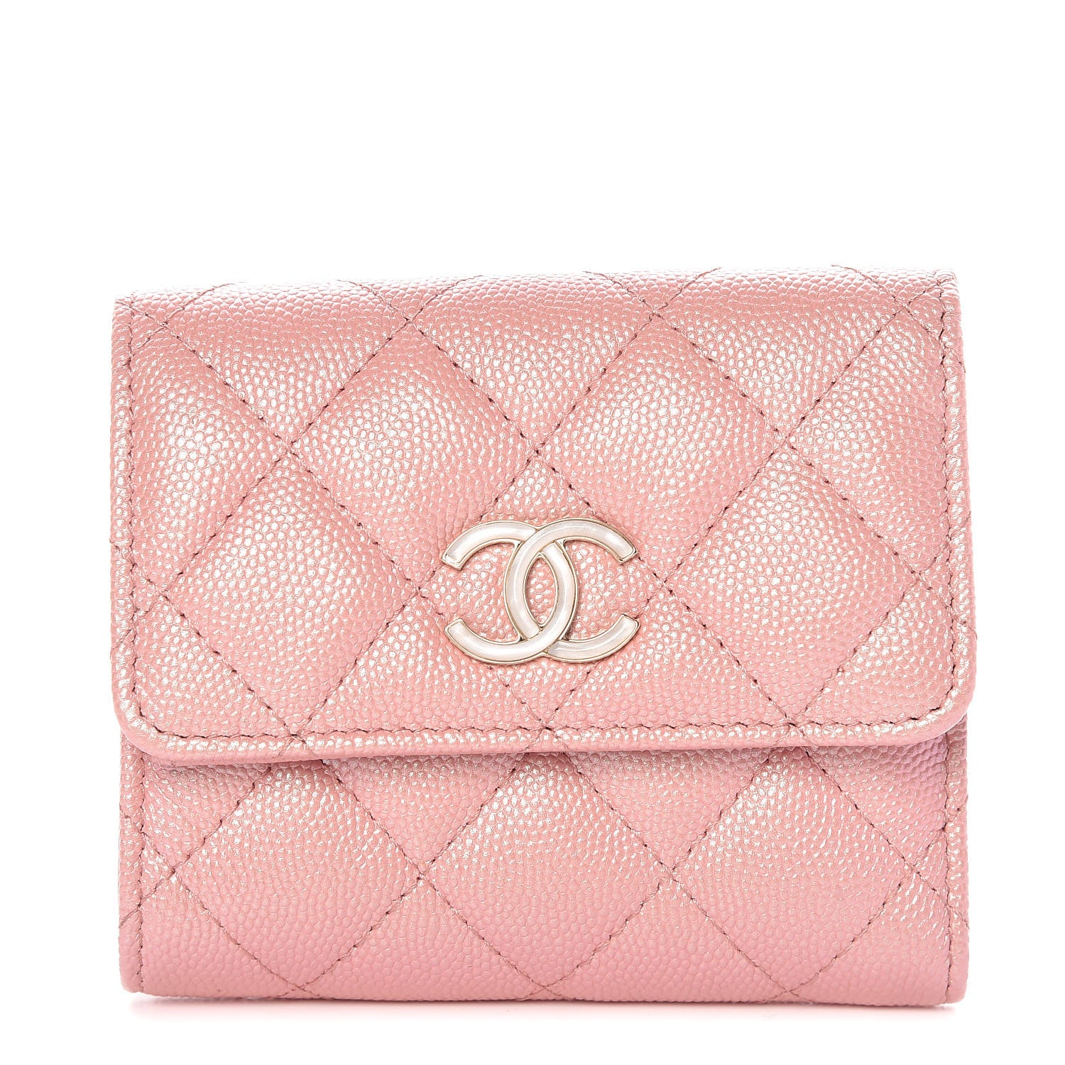 Chanel Iridescent Caviar Small Quilted Flap Wallet Rose Pink 1 of 9